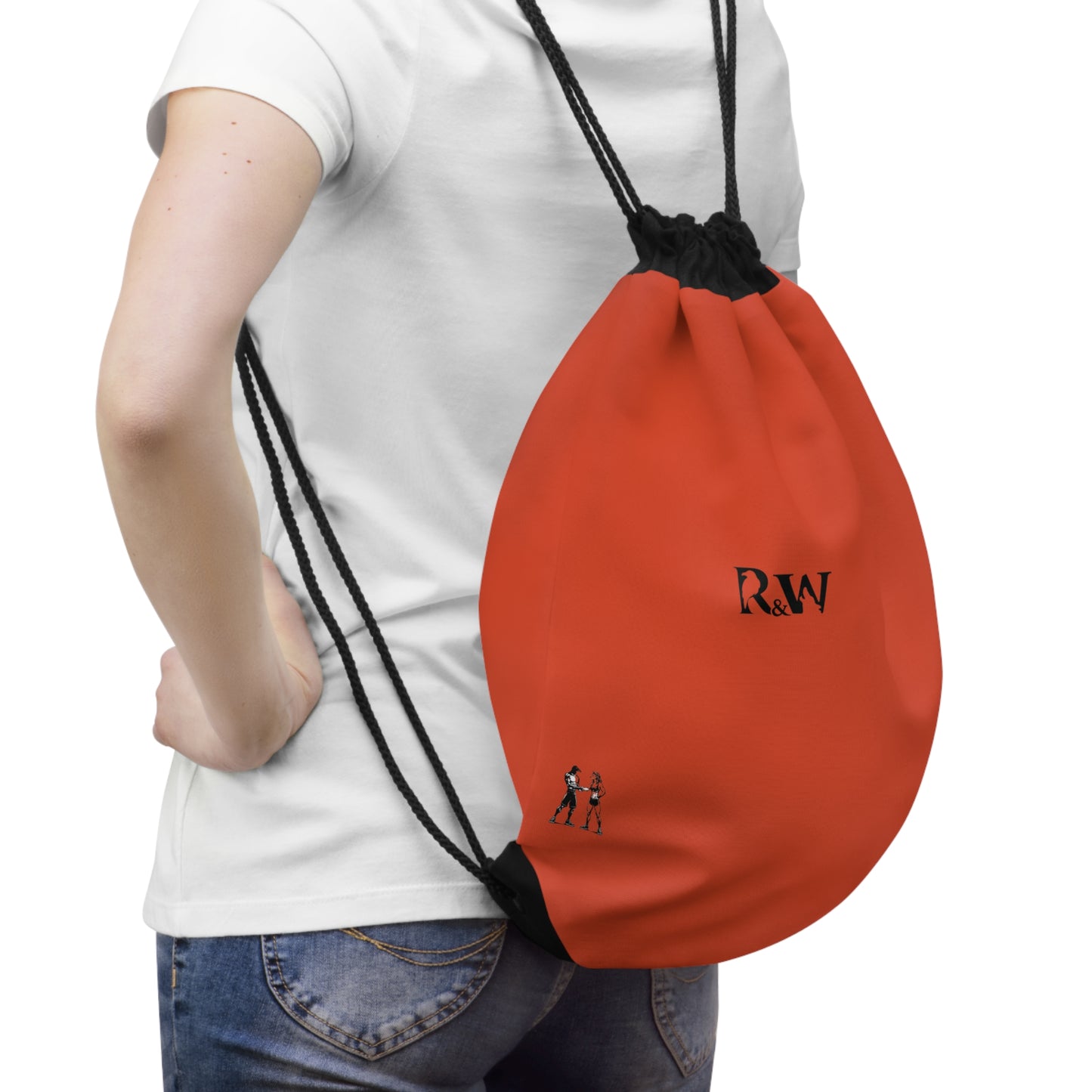 Monogram Drawstring Bag — Minimalist Rojo Rugiente I Gym Sack