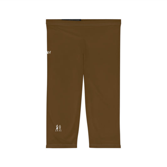 R&W Women's Capri Leggings — Minimalist Logo Maduro Marrón