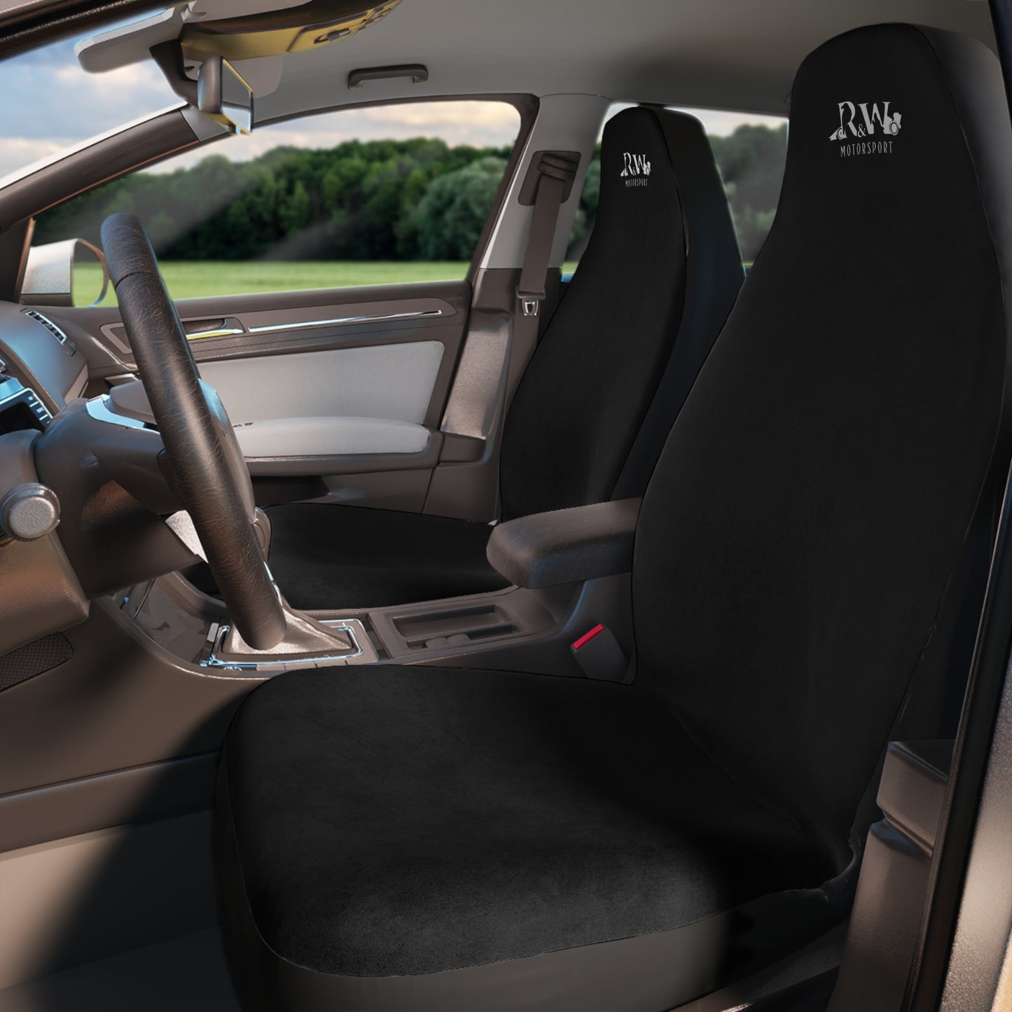 R&W Motorsport Car Seat Covers — Universal Front Seat Protectors Tarmac Black