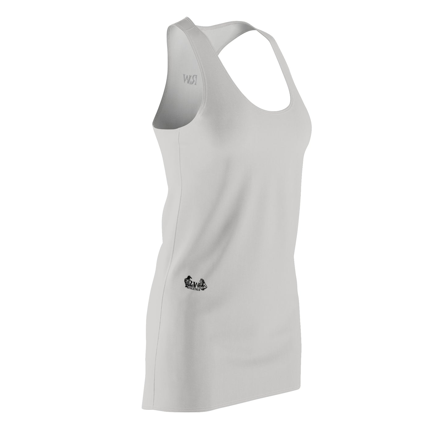 R&W Women's Racerback Dress (Wolf Grey) — Minimalist Small Front & Back Logo Summer Dress