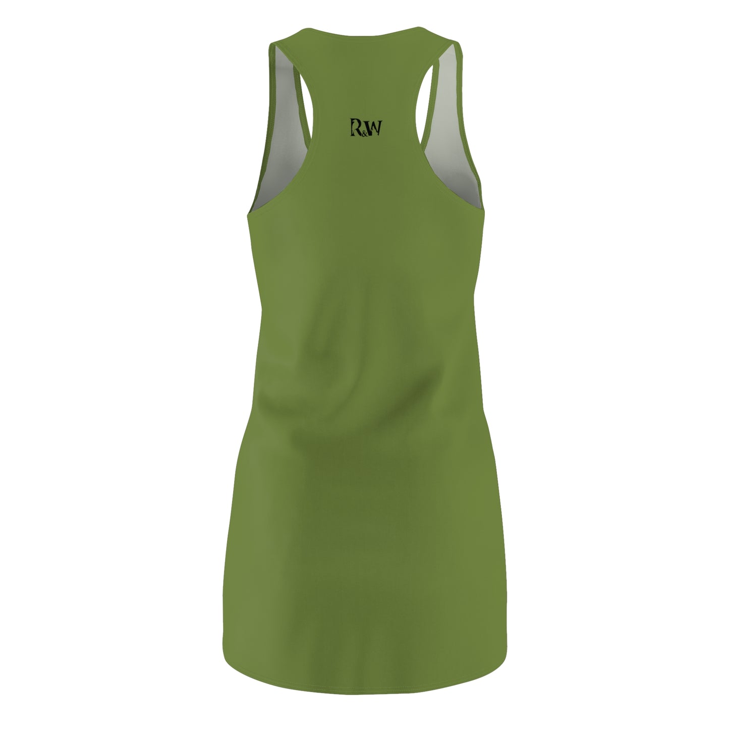 R&W Women's Racerback Dress (Tomillo Tranquilo) — Minimalist Small Front & Back Logo Summer Dress