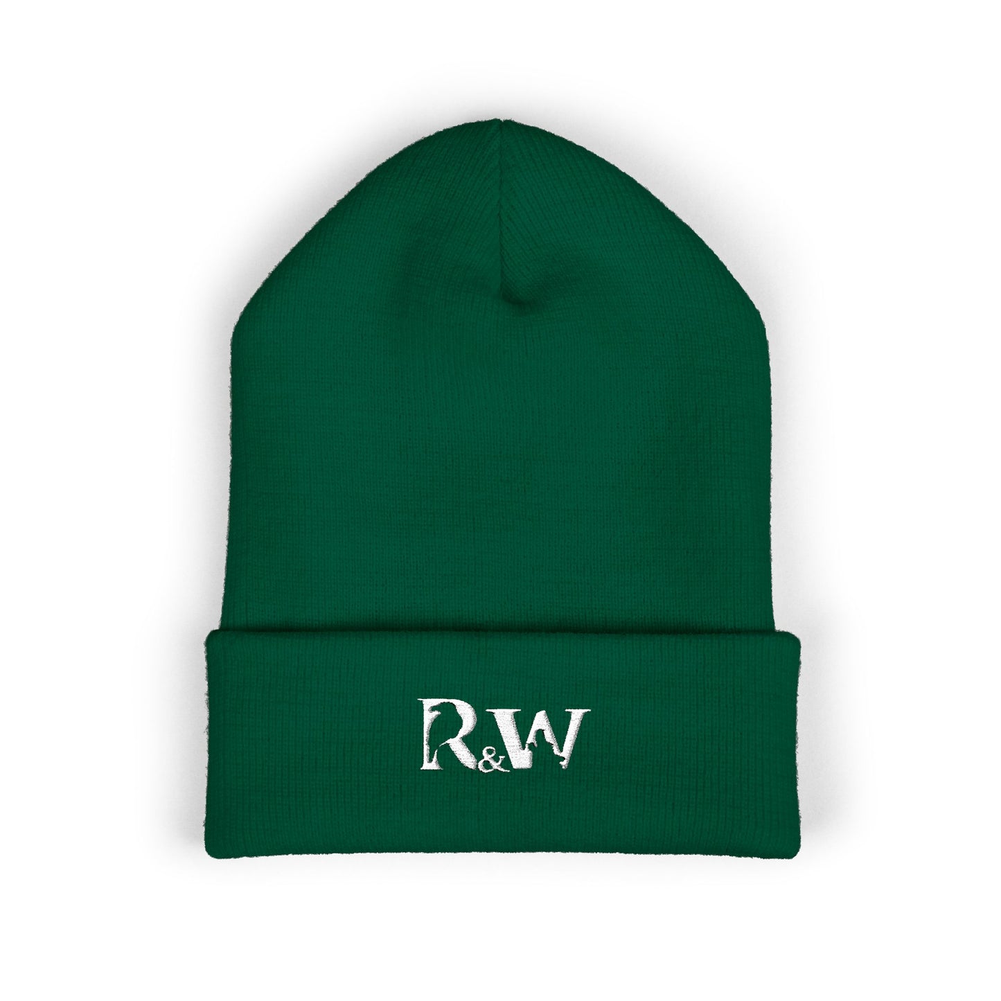 R&W Athletics Embroidered Logo Cuffed Beanie — Classic Knit Winter Hat
