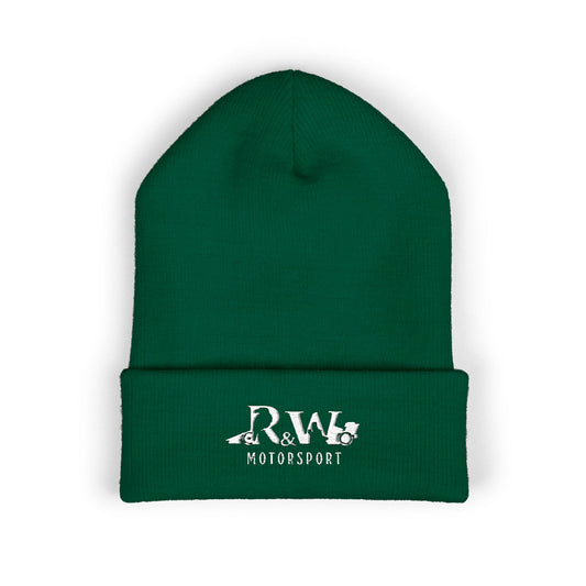 R&W Motorsport Embroidered Cuffed Beanie — Racing Logo Knit Hat