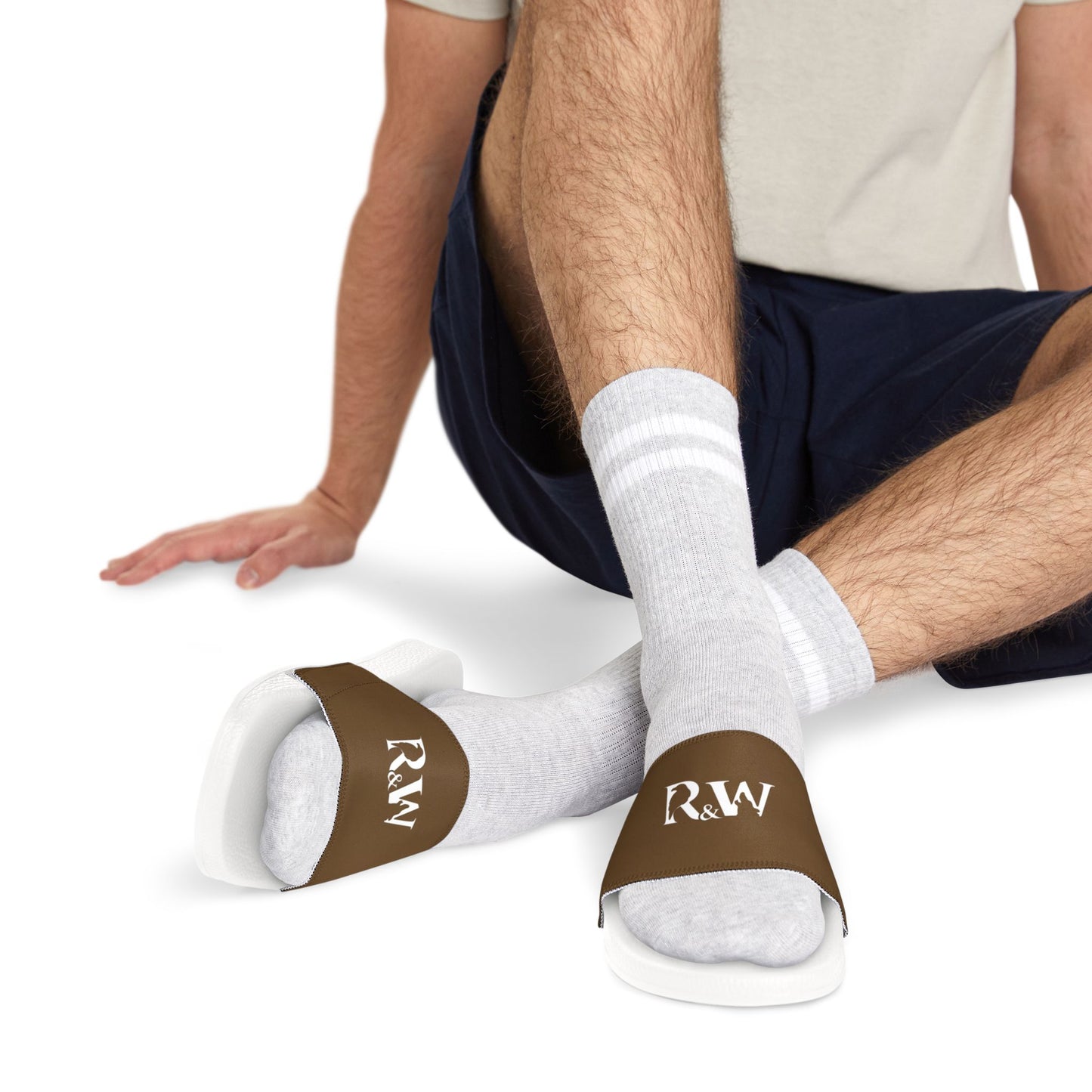 R&W Men's Slide Sandals — Maduro Marrón Casual Pool & Beach Slides