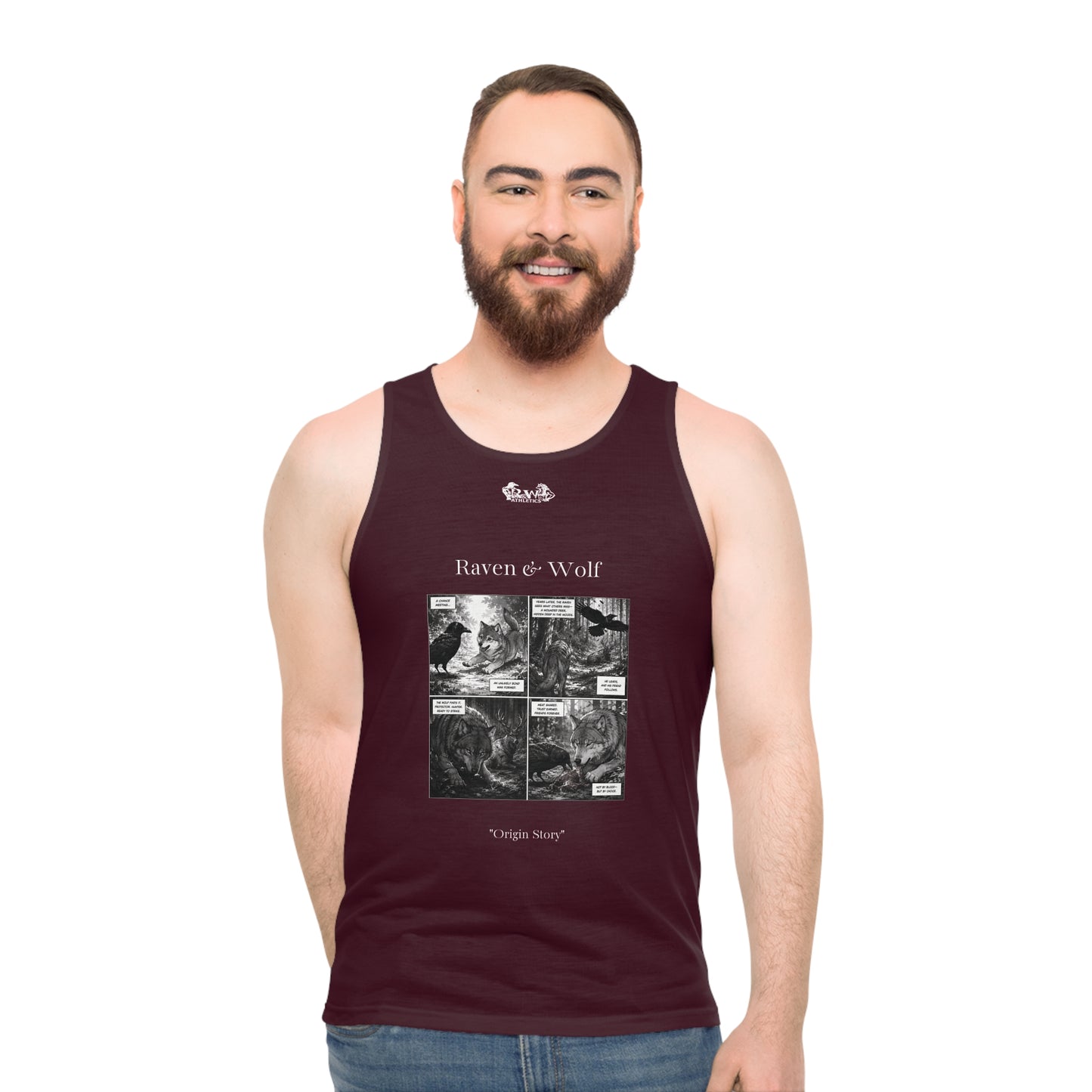 R&W Athletics "Origin Story" Comic-Style Fitness Tank Top — Vino Viejo