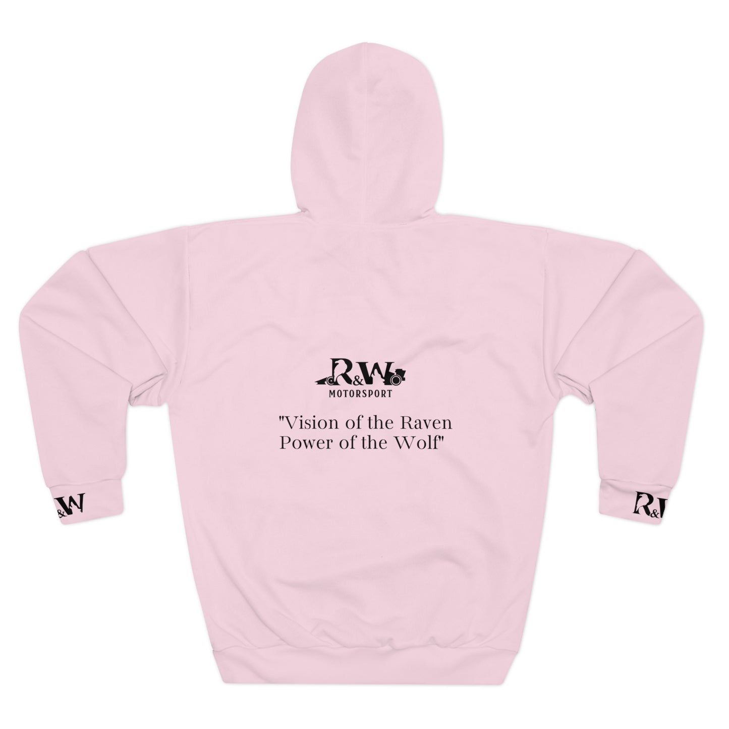 R&W Motorsport Hoodie — R&W 'Vision of the Raven, Power of the Wolf' Racing Pullover (Performance Pink)