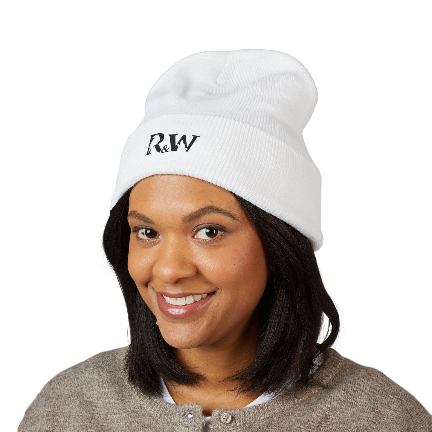 R&W Athletics Embroidered Logo Cuffed Beanie — Classic Knit Winter Hat