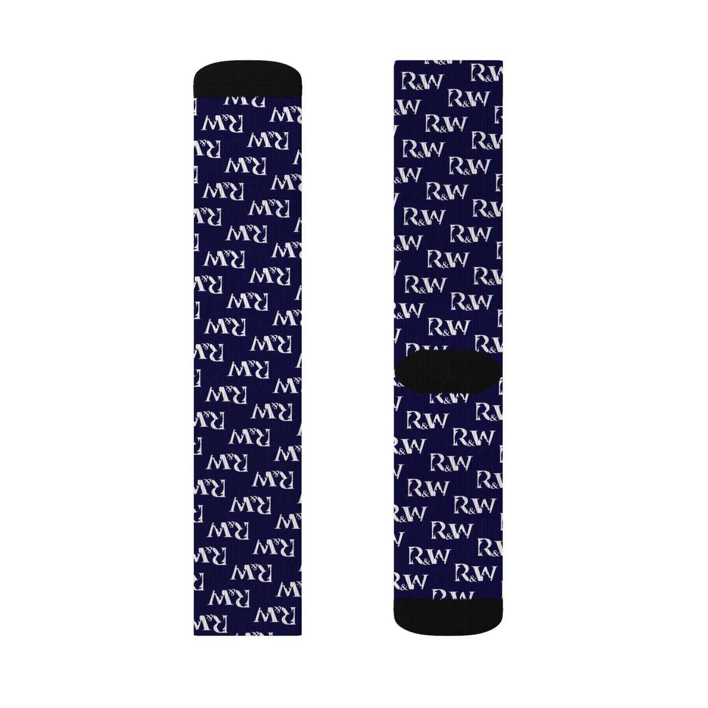 Monogram Pattern Socks — Noble Navy Crew Socks