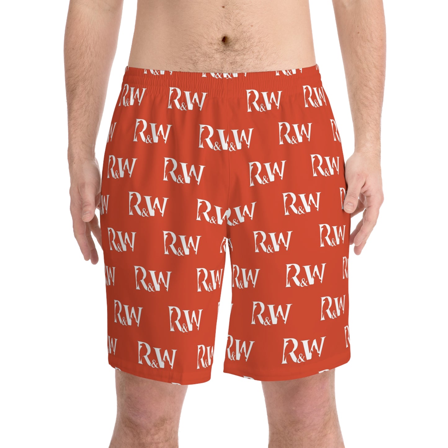 Men's Elastic Beach Shorts (Rojo Rugiente II)