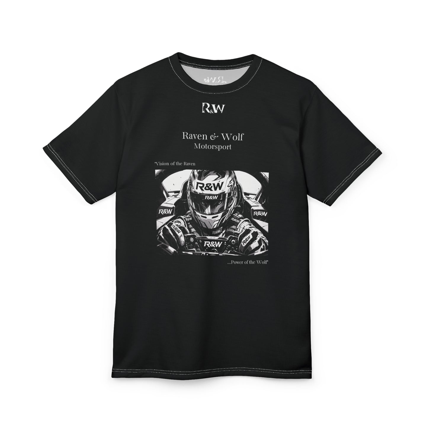 R&W Motorsport "Team Motto" Graphic Tee — Tarmac Black Vintage Gothic Comic Panel T-Shirt