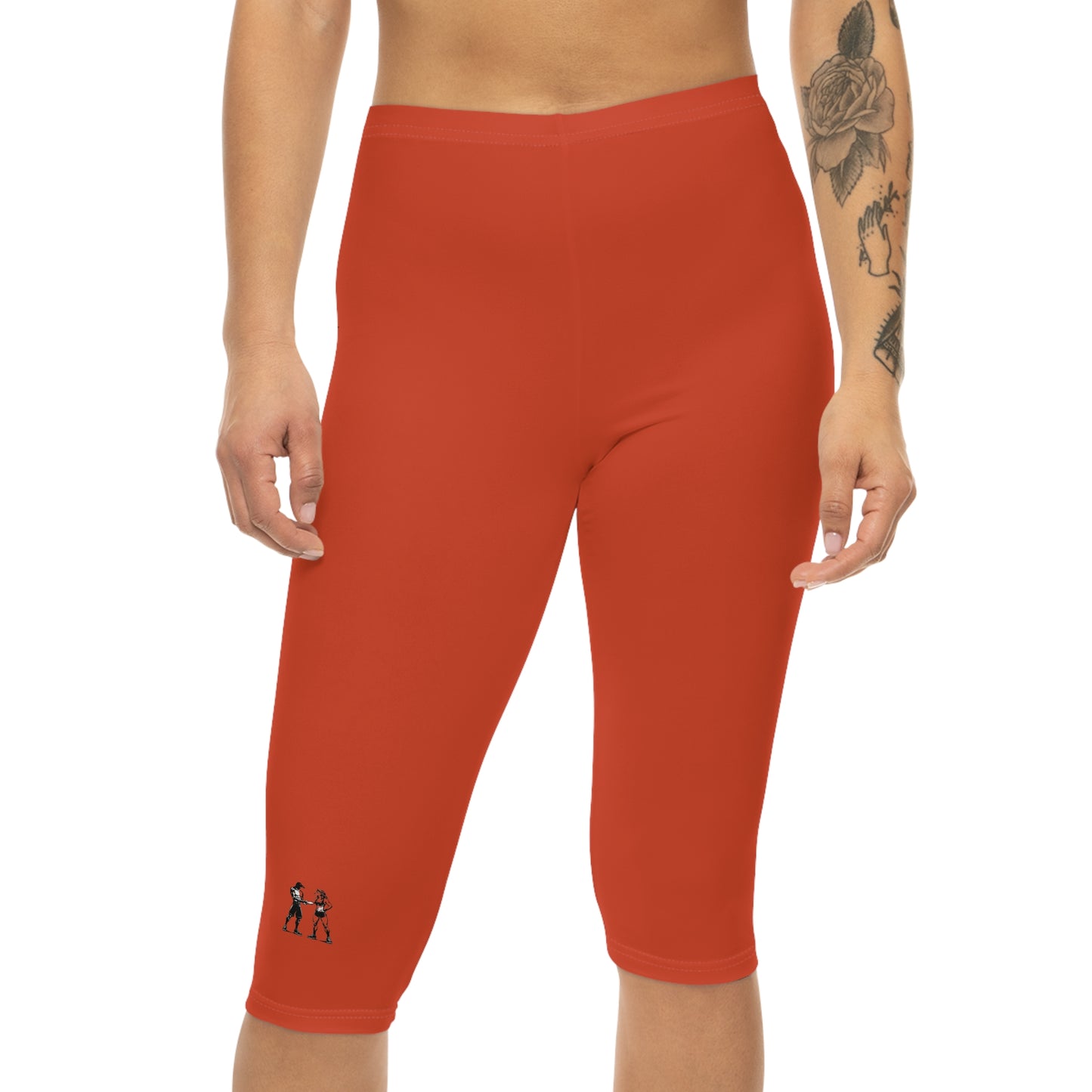 R&W Women's Capri Leggings — Minimalist Logo Rojo Rugiente
