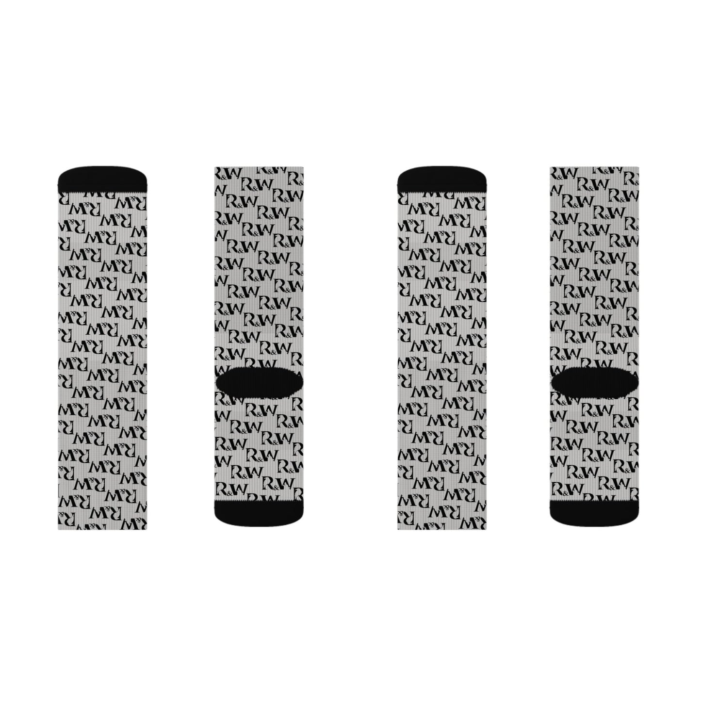 Monogram Pattern Socks — Wolf Grey Crew Socks