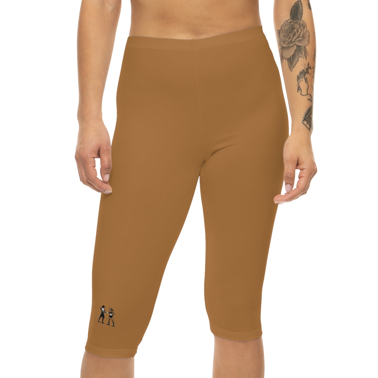 R&W Women's Capri Leggings — Minimalist Logo Cuero Cómodo