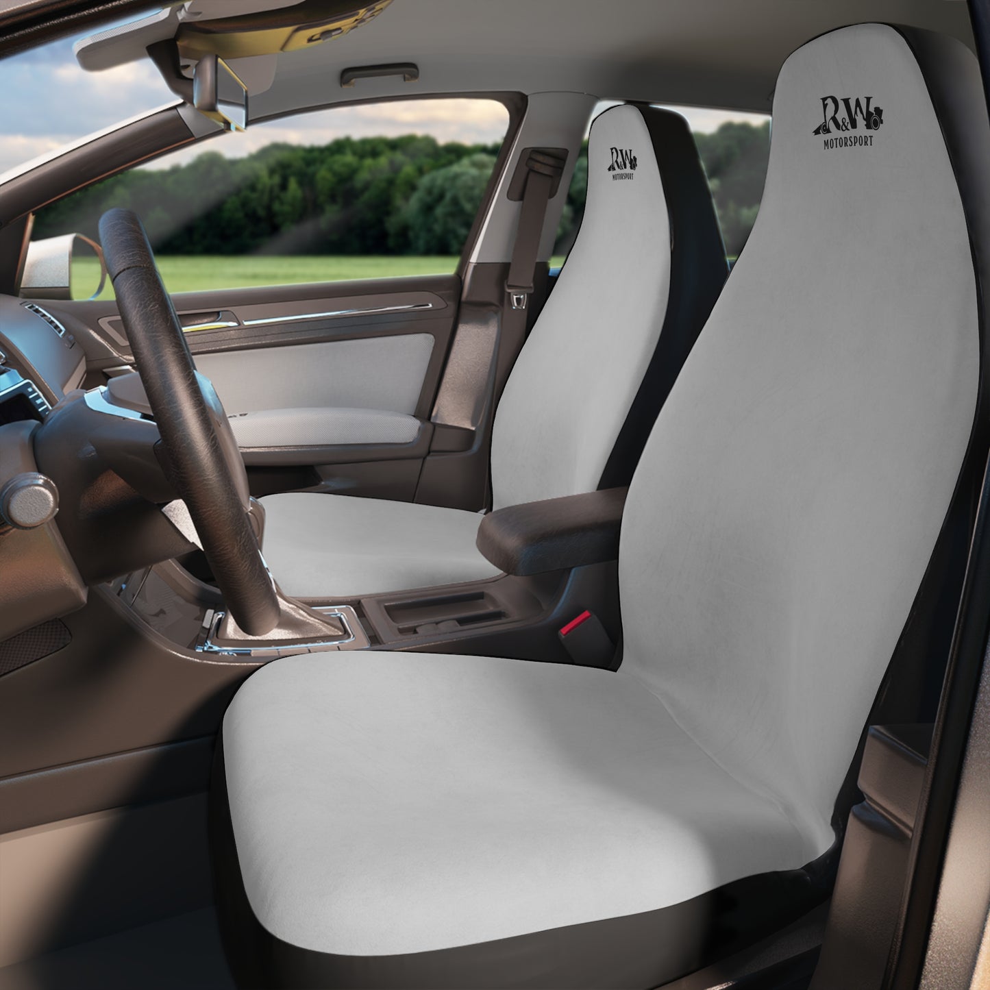 R&W Motorsport Car Seat Covers — Universal Front Seat Protectors - Wolf Grey