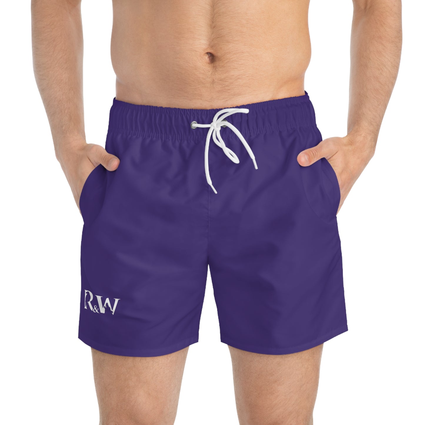 Mens Minimal Logo Swim Trunks — Raven