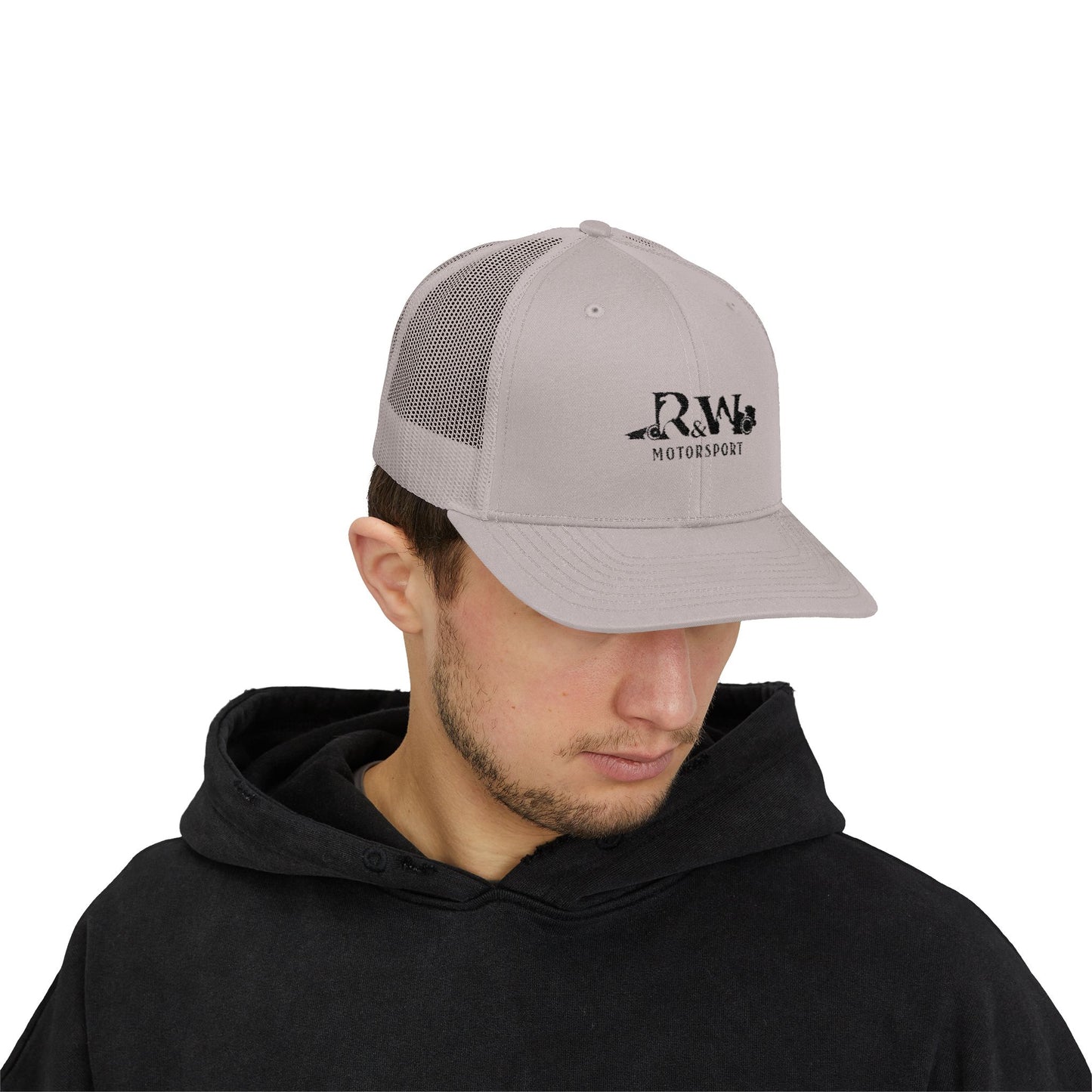 R&W Motorsport Embroidered Mesh Trucker Cap — Vintage Snapback Mesh Hat