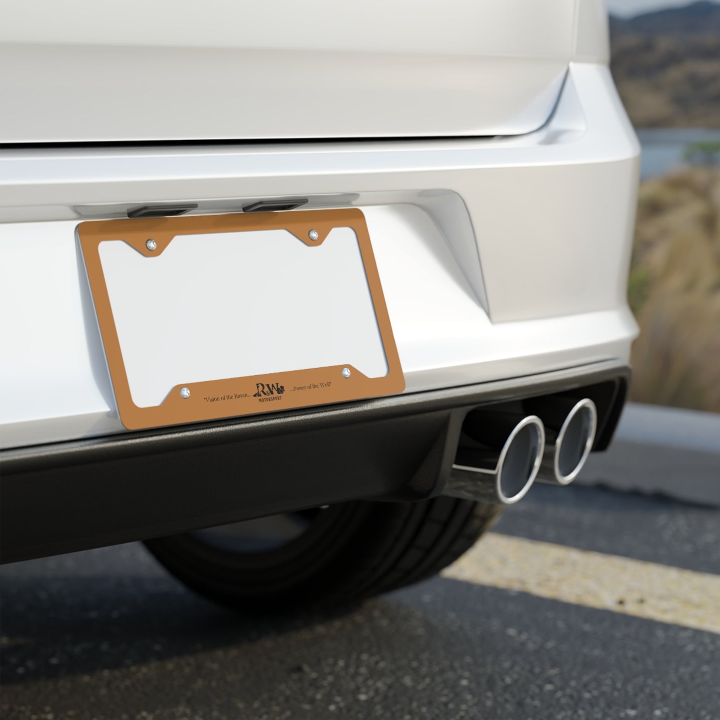 R&W Motorsport License Plate Frame — (Cuero Cómodo Finish)