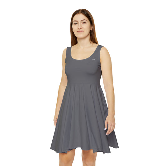 Asphalt Grey Women's Skater Dress — Classic Scoop Neck A-Line Summer Dress