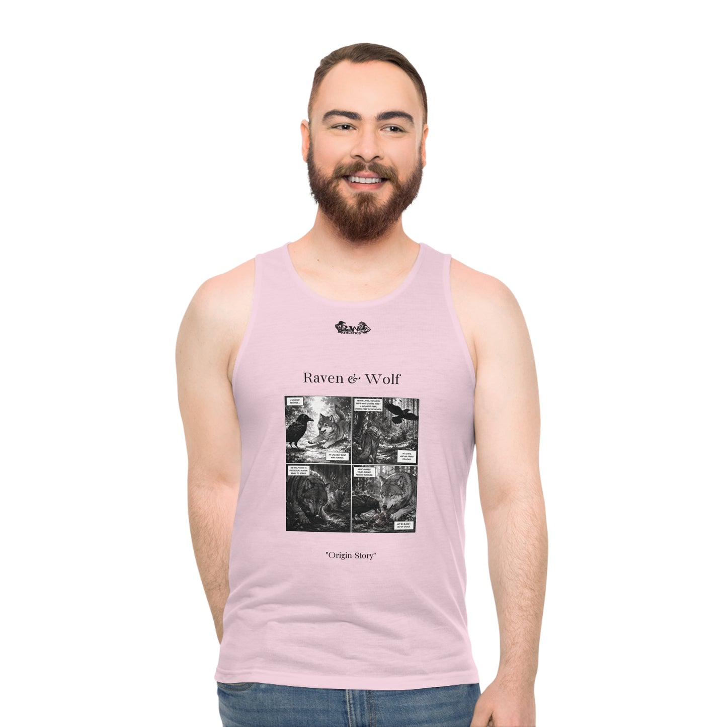 R&W Athletics "Origin Story" Comic-Style Fitness Tank Top — Performance Pink