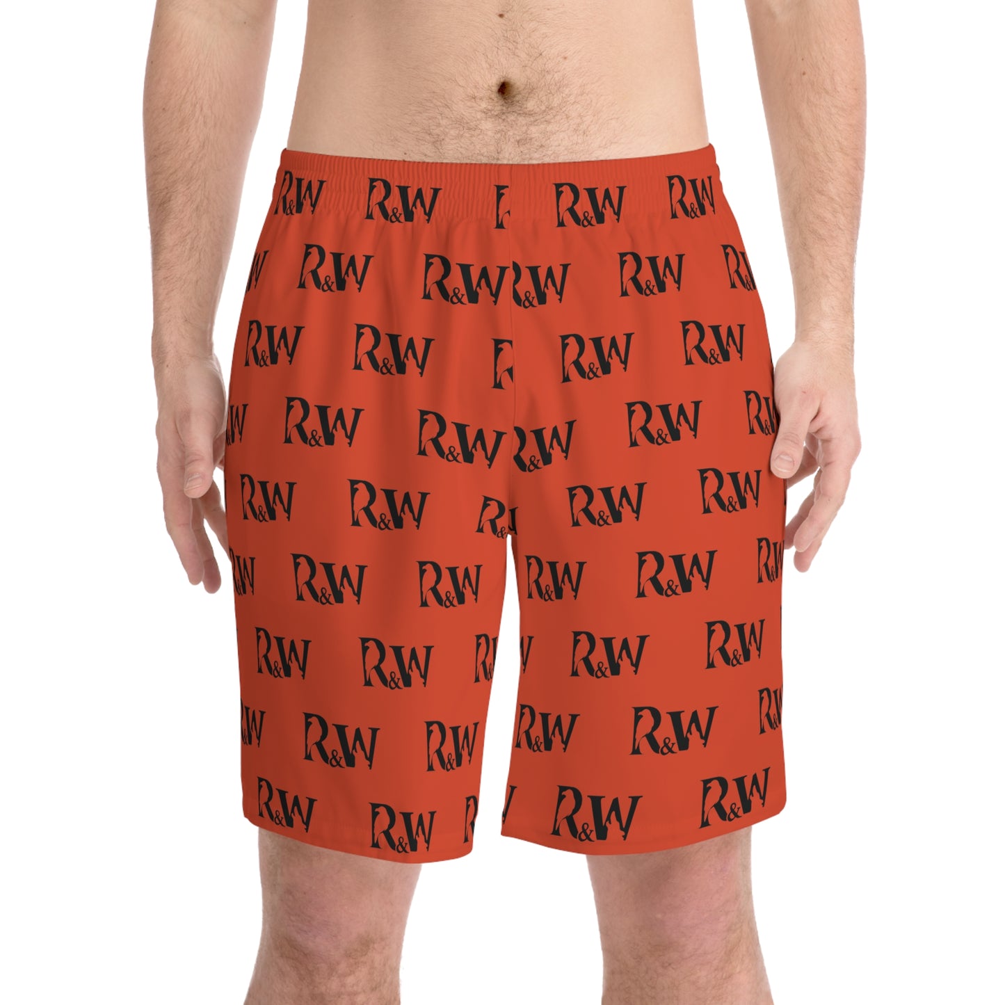 Men's Elastic Beach Shorts (Rojo Rugiente I)