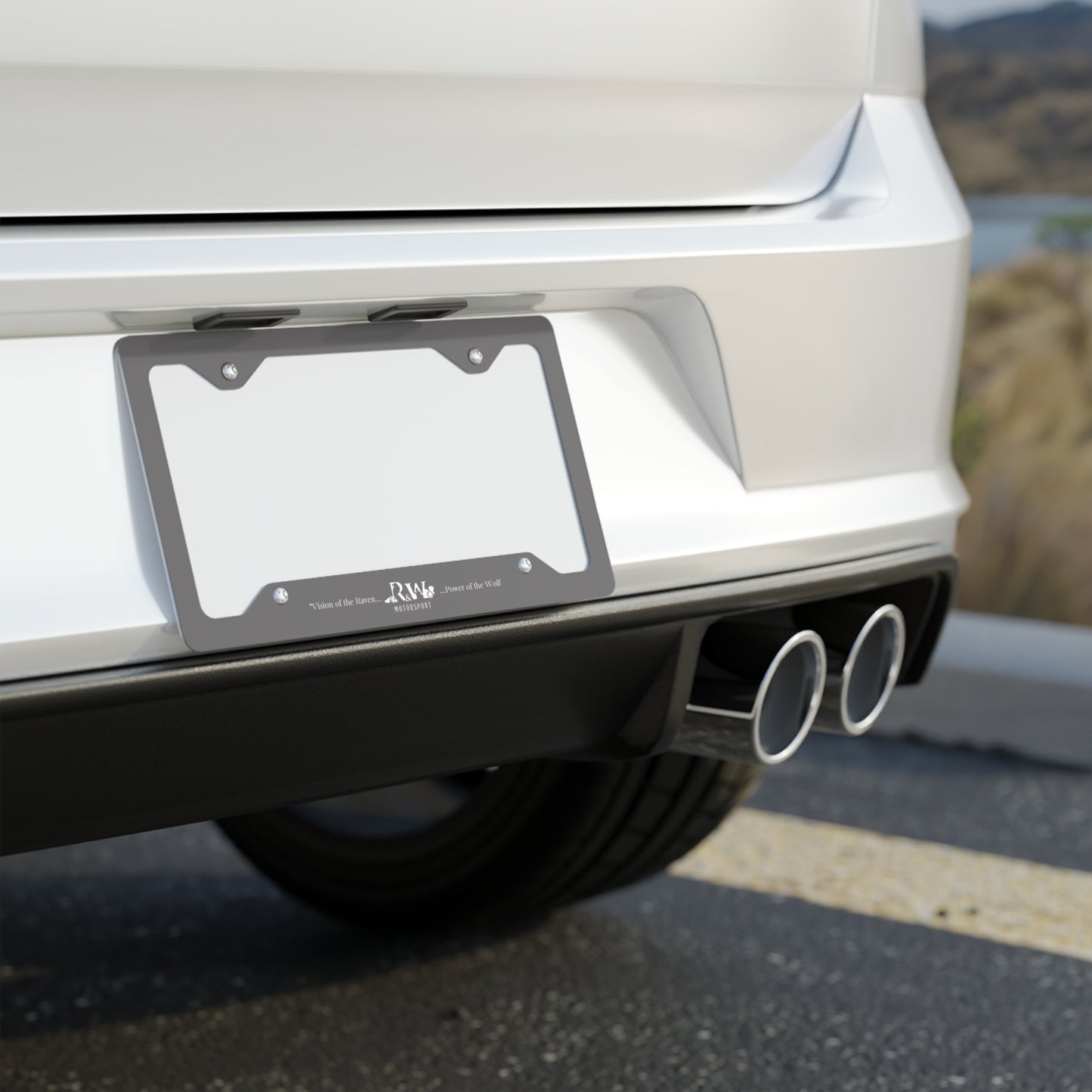 R&W Motorsport License Plate Frame — (Dark Grey Finish)