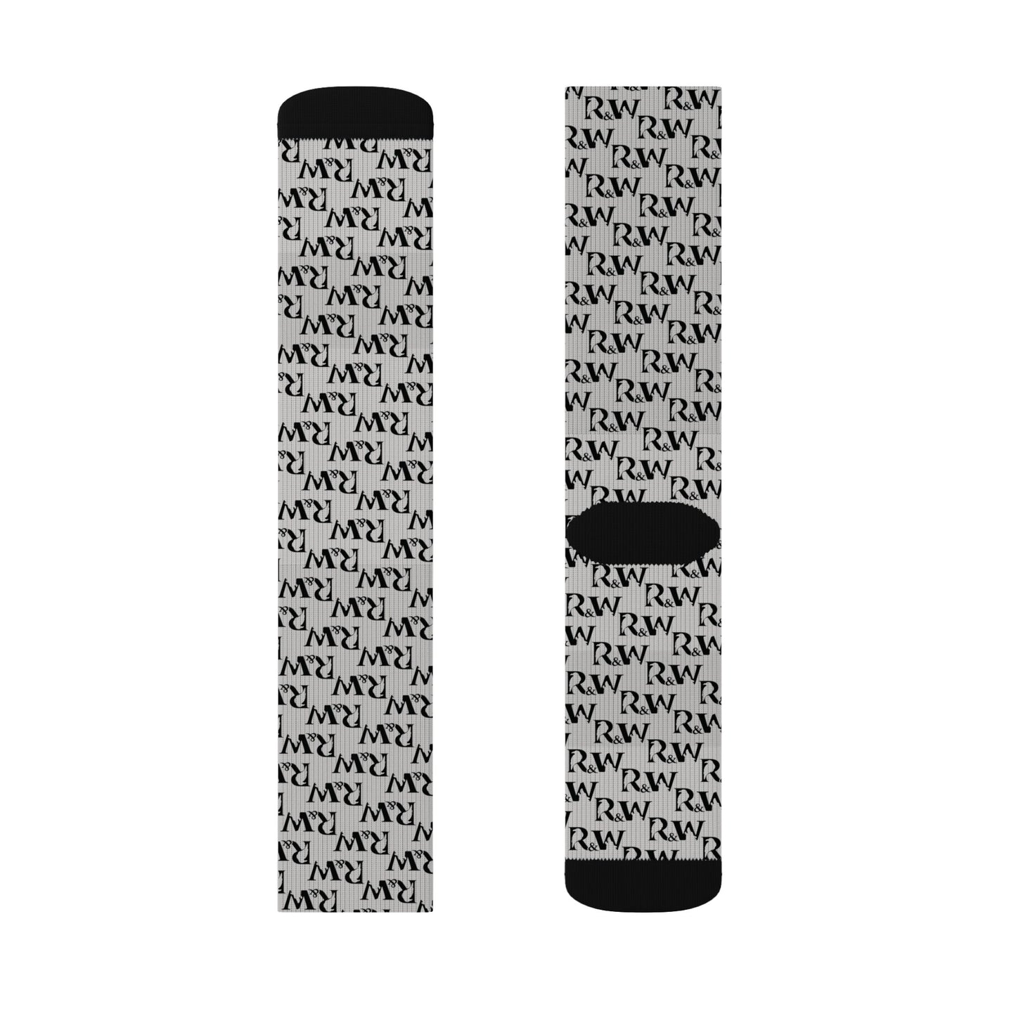 Monogram Pattern Socks — Wolf Grey Crew Socks