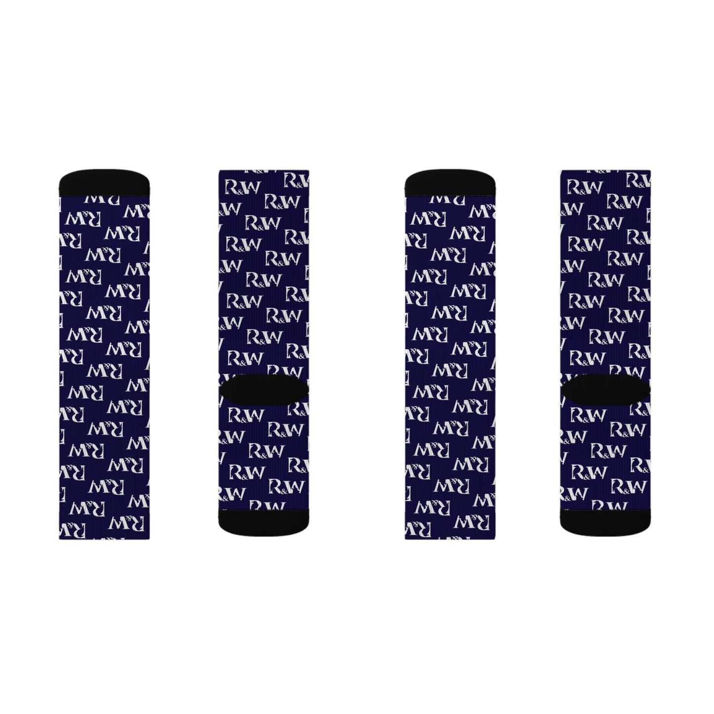 Monogram Pattern Socks — Noble Navy Crew Socks