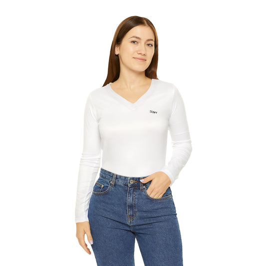 R&W Women's Minimalist V-Neck Long Sleeve Shirt - Panda