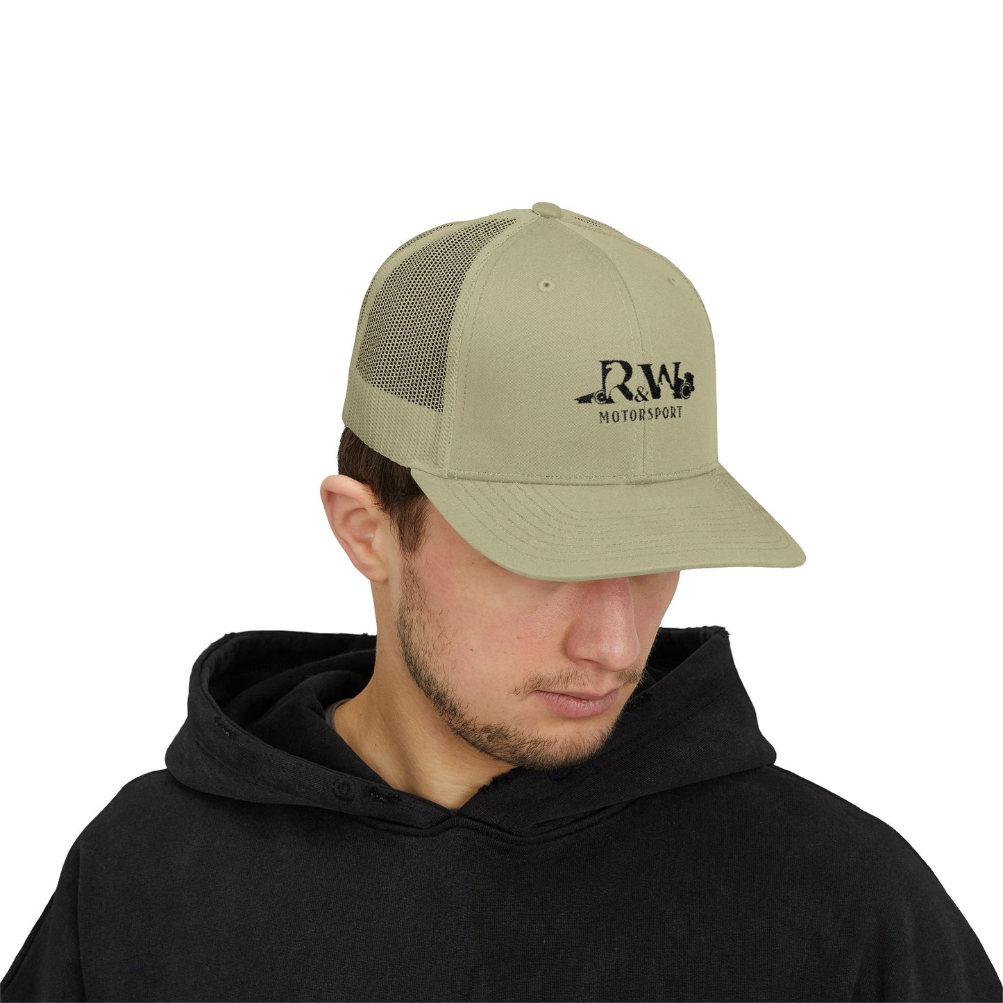 R&W Motorsport Embroidered Mesh Trucker Cap — Vintage Snapback Mesh Hat