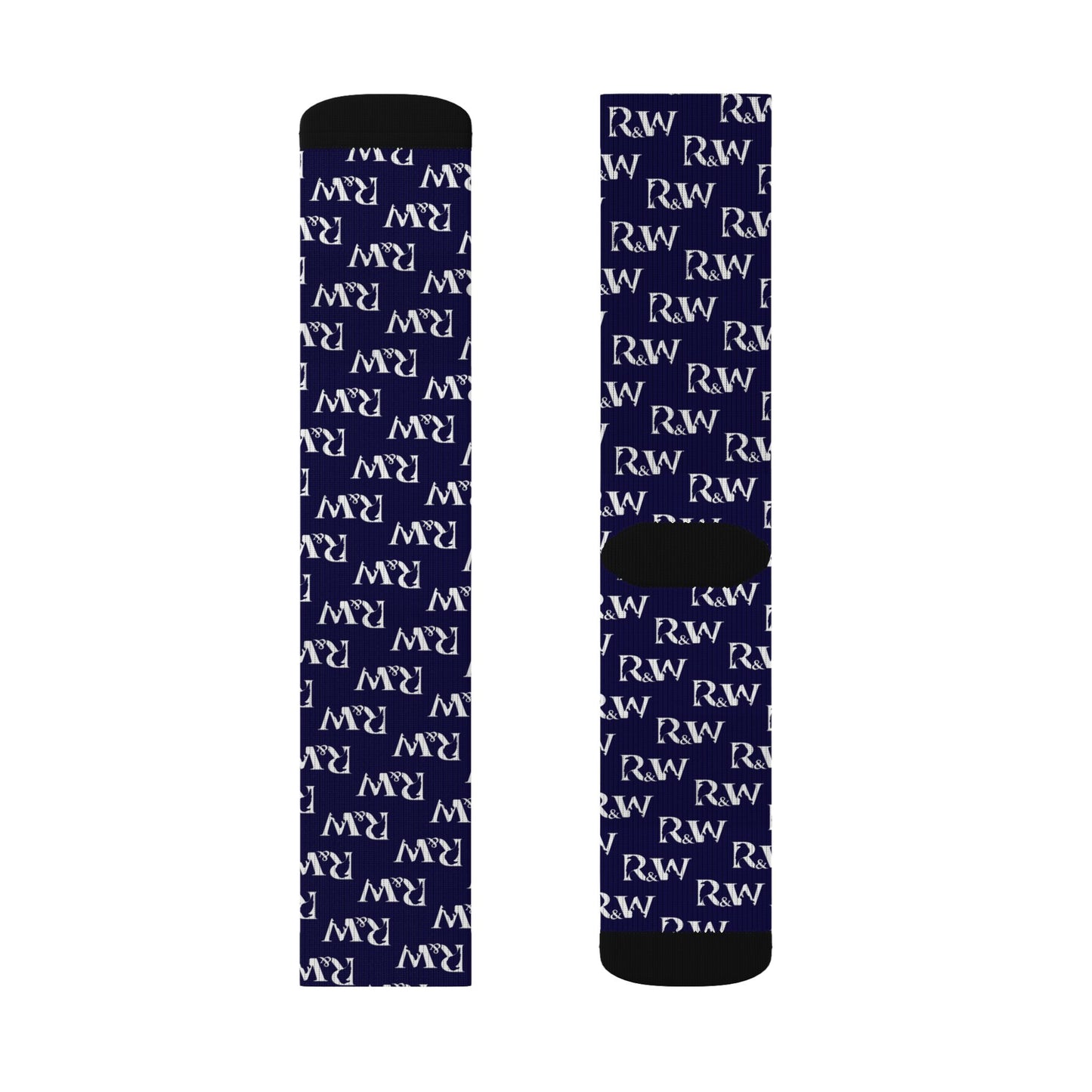 Monogram Pattern Socks — Noble Navy Crew Socks
