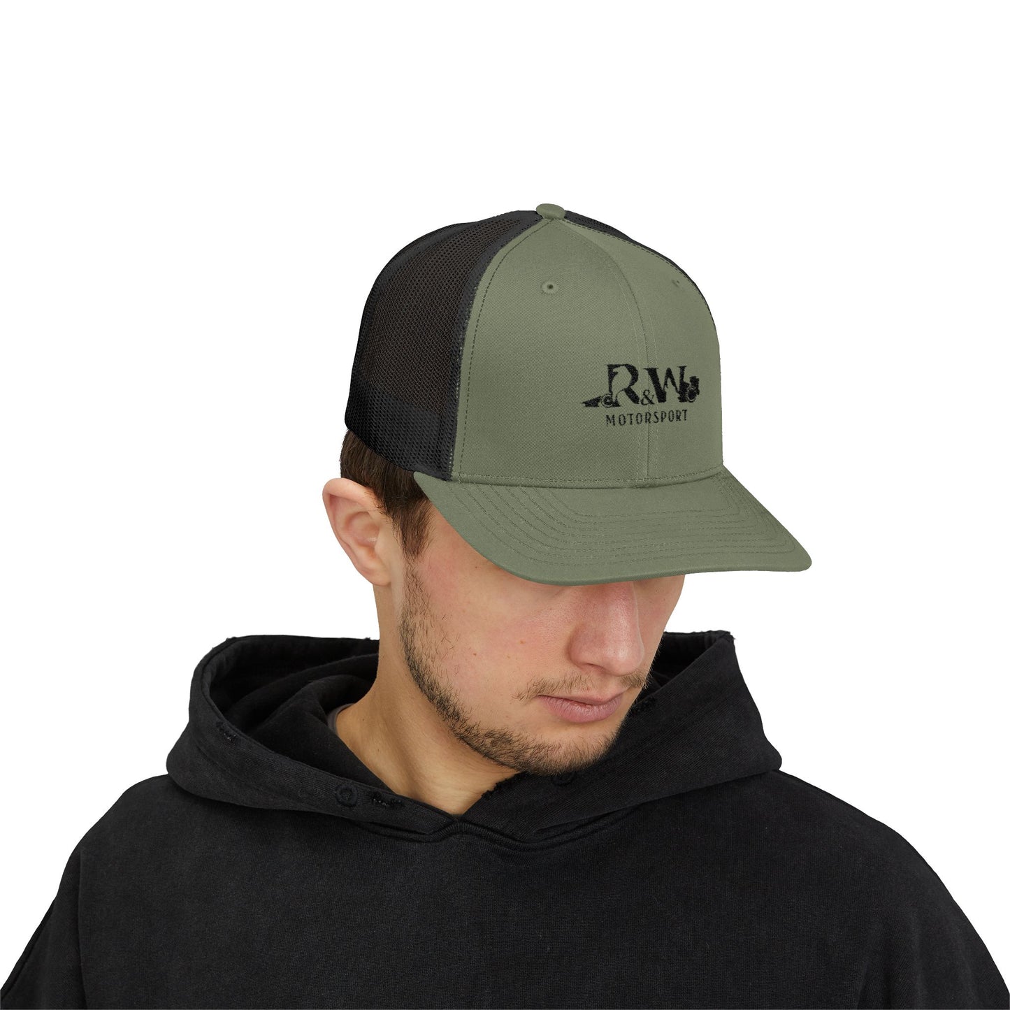 R&W Motorsport Embroidered Mesh Trucker Cap — Vintage Snapback Mesh Hat