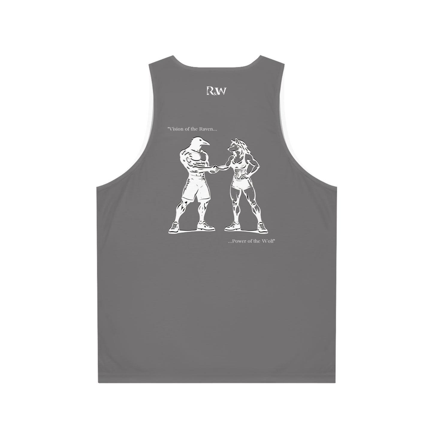 R&W Athletics "Origin Story" Comic-Style Fitness Tank Top — Asphalt Grey