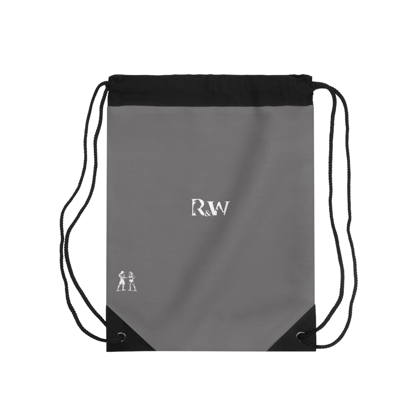 Monogram Drawstring Bag — Minimalist Asphalt Grey Gym Sack