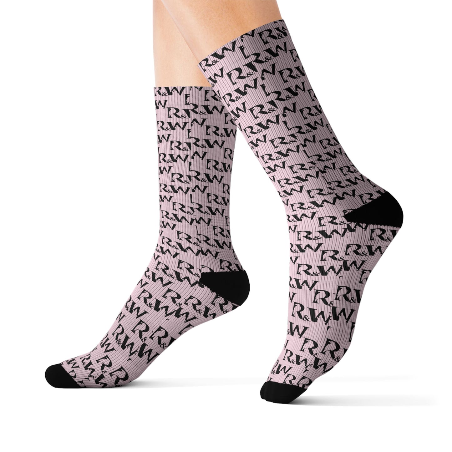 Monogram Pattern Socks — Performance Pink Crew Socks