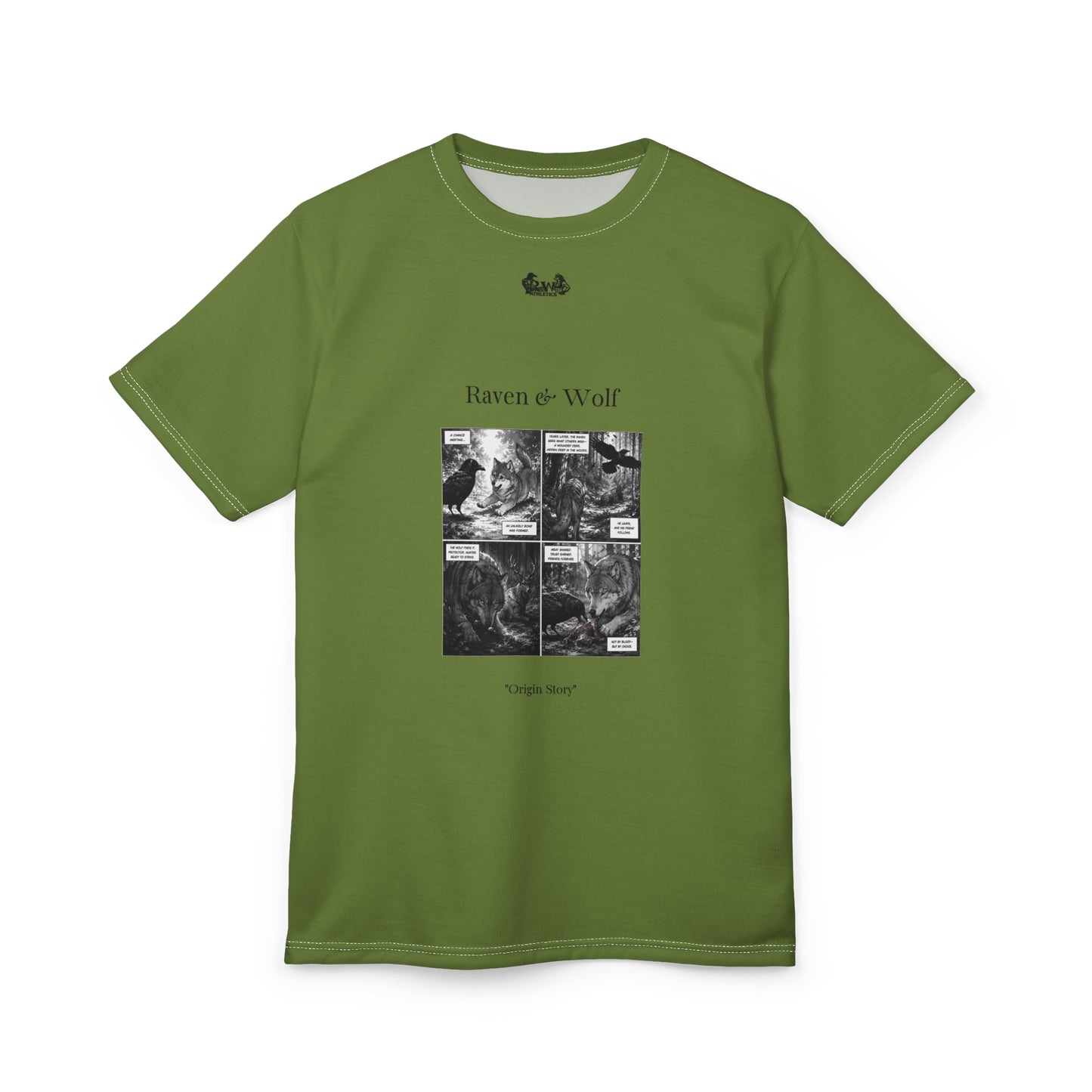 Raven & Wolf "Origin Story" Graphic Tee — Tomillo Tranquilo Vintage Gothic Comic Panel T-Shirt