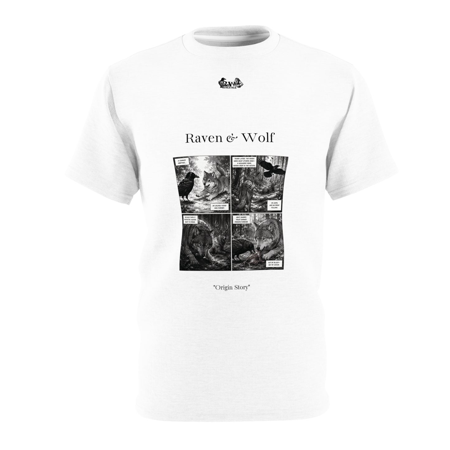 Raven & Wolf "Origin Story" Graphic Tee — Panda Vintage Gothic Comic Panel T-Shirt