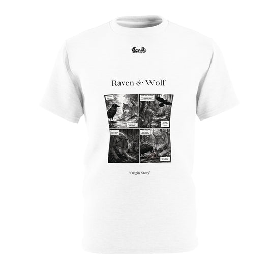 Raven & Wolf "Origin Story" Graphic Tee — Panda Vintage Gothic Comic Panel T-Shirt
