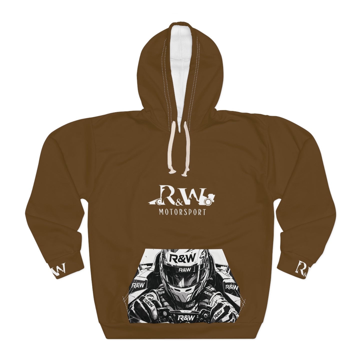 R&W Motorsport Hoodie — R&W 'Vision of the Raven, Power of the Wolf' Racing Pullover (Maduro Marrón)