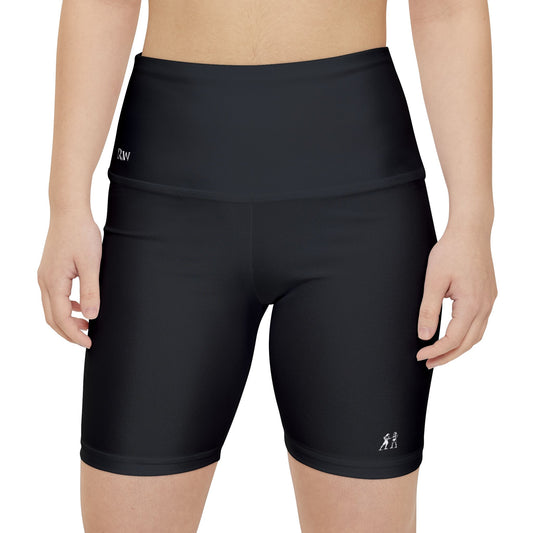 Women's Tarmac Black High-Waist Workout Shorts — Minimal Fitness Biker Shorts