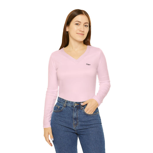R&W Women's Minimalist V-Neck Long Sleeve Shirt - Performance Pink