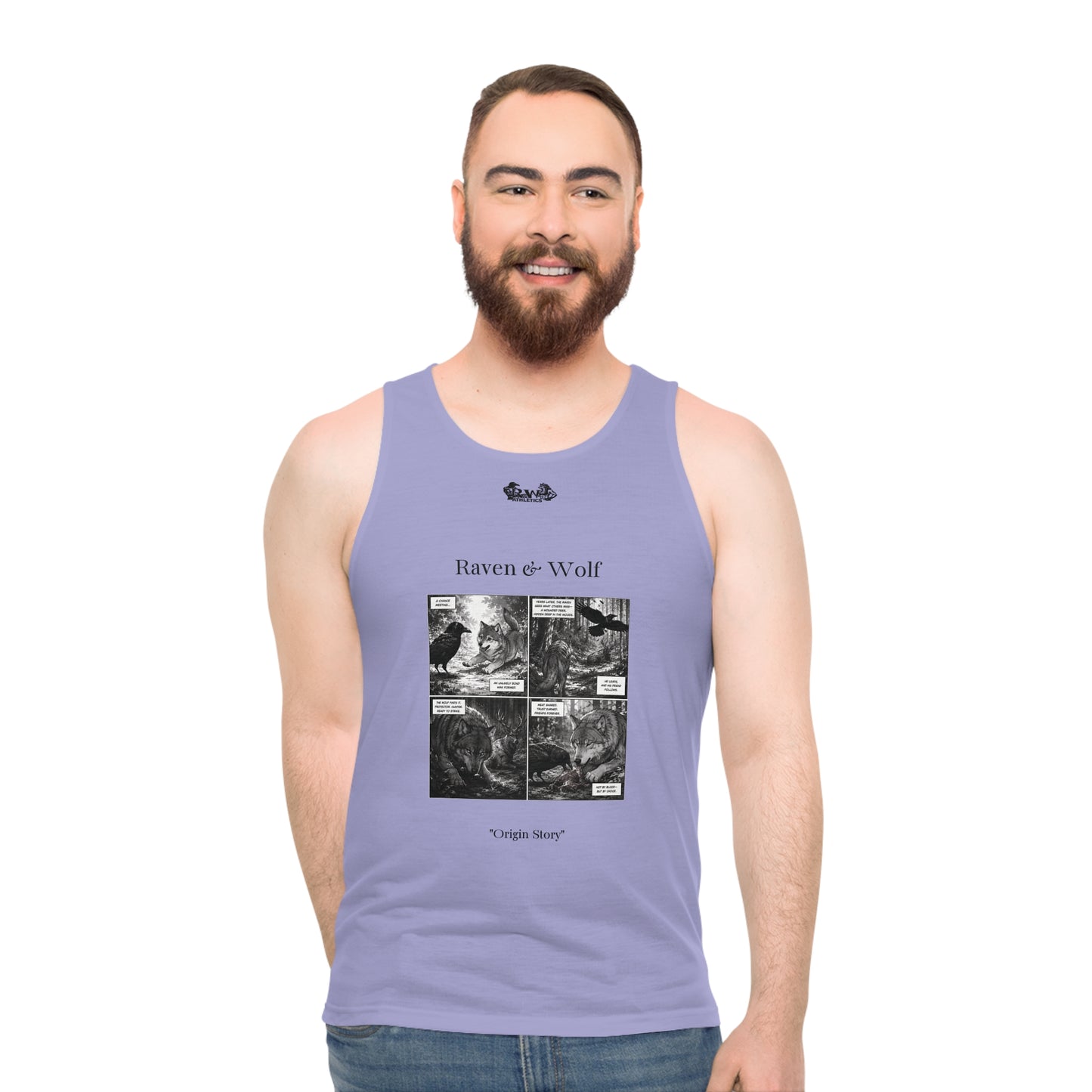 R&W Athletics "Origin Story" Comic-Style Fitness Tank Top — Amore II