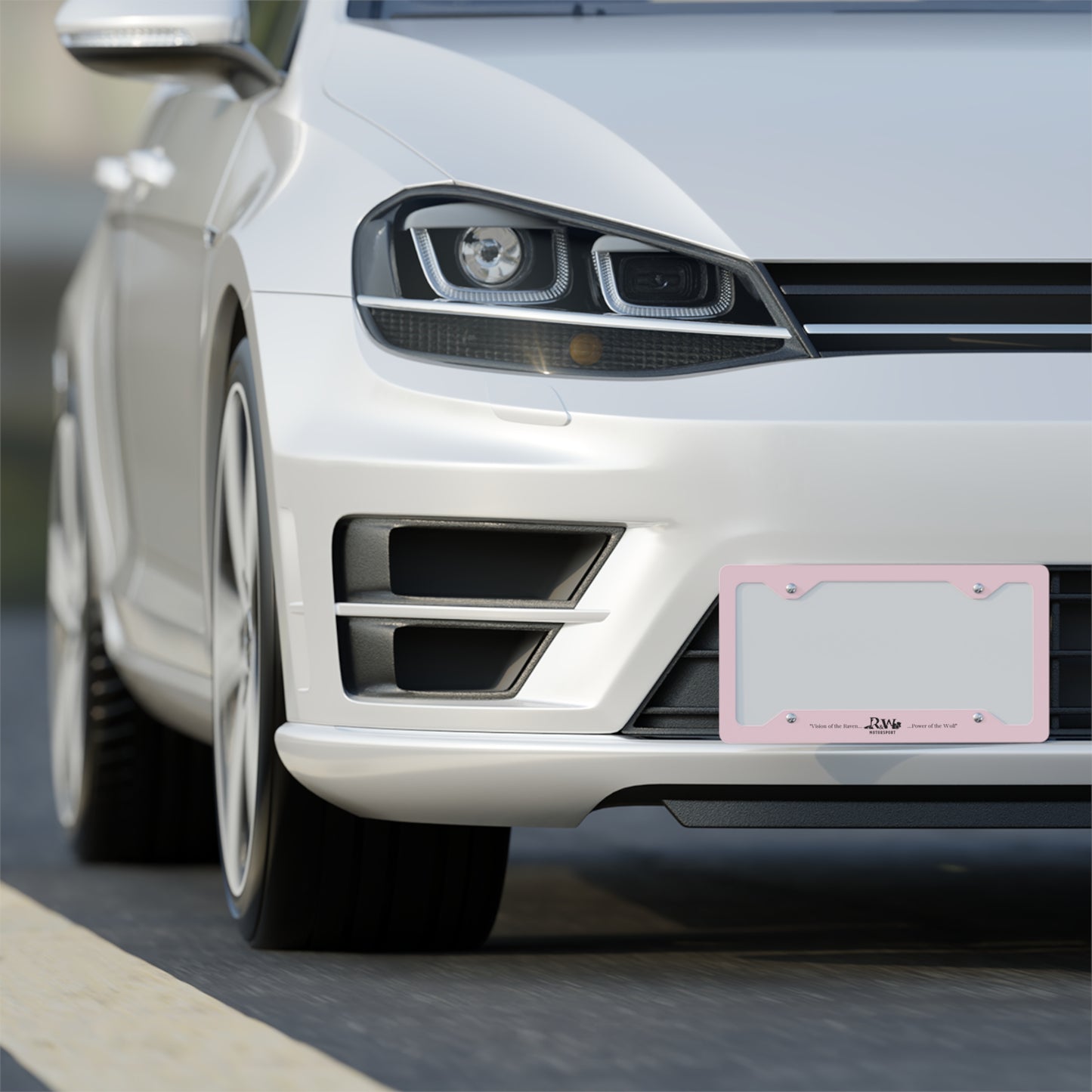 R&W Motorsport License Plate Frame — (Performance Pink Finish)