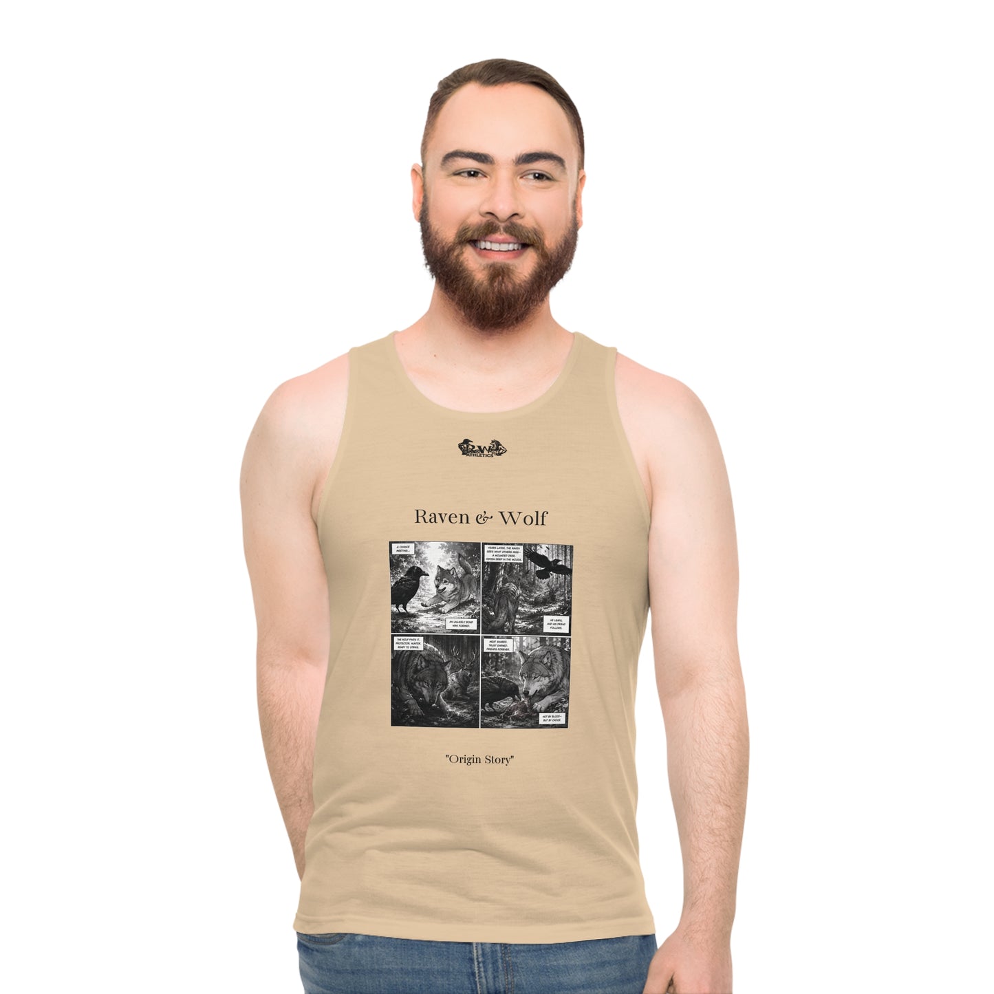 R&W Athletics "Origin Story" Comic-Style Fitness Tank Top — Dakar Dunes