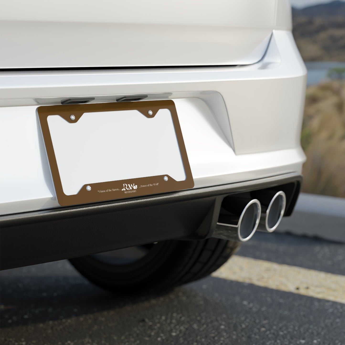 R&W Motorsport License Plate Frame — (Maduro Marrón Finish)
