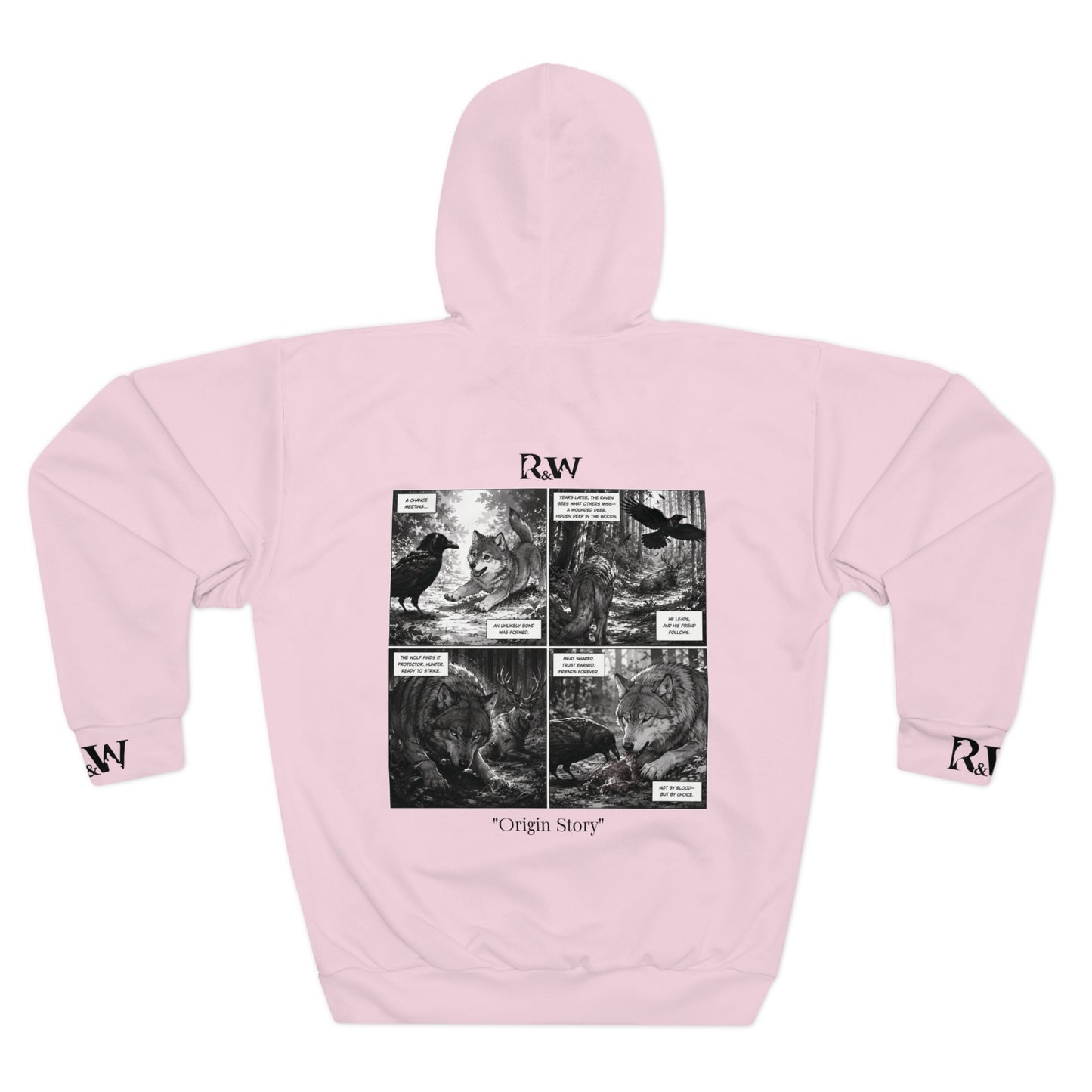 R&W Athletics Graphic Hoodie — "Origin Story" Performance Pink Comic Panel Pullover