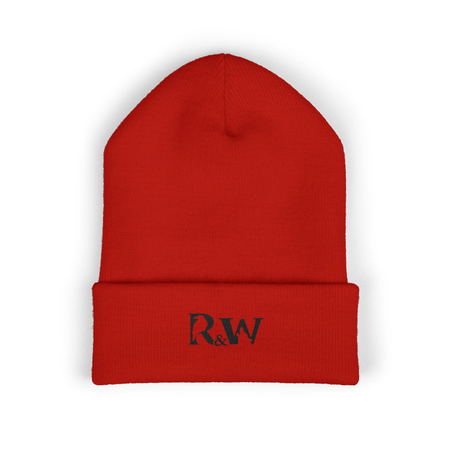 R&W Athletics Embroidered Logo Cuffed Beanie — Classic Knit Winter Hat