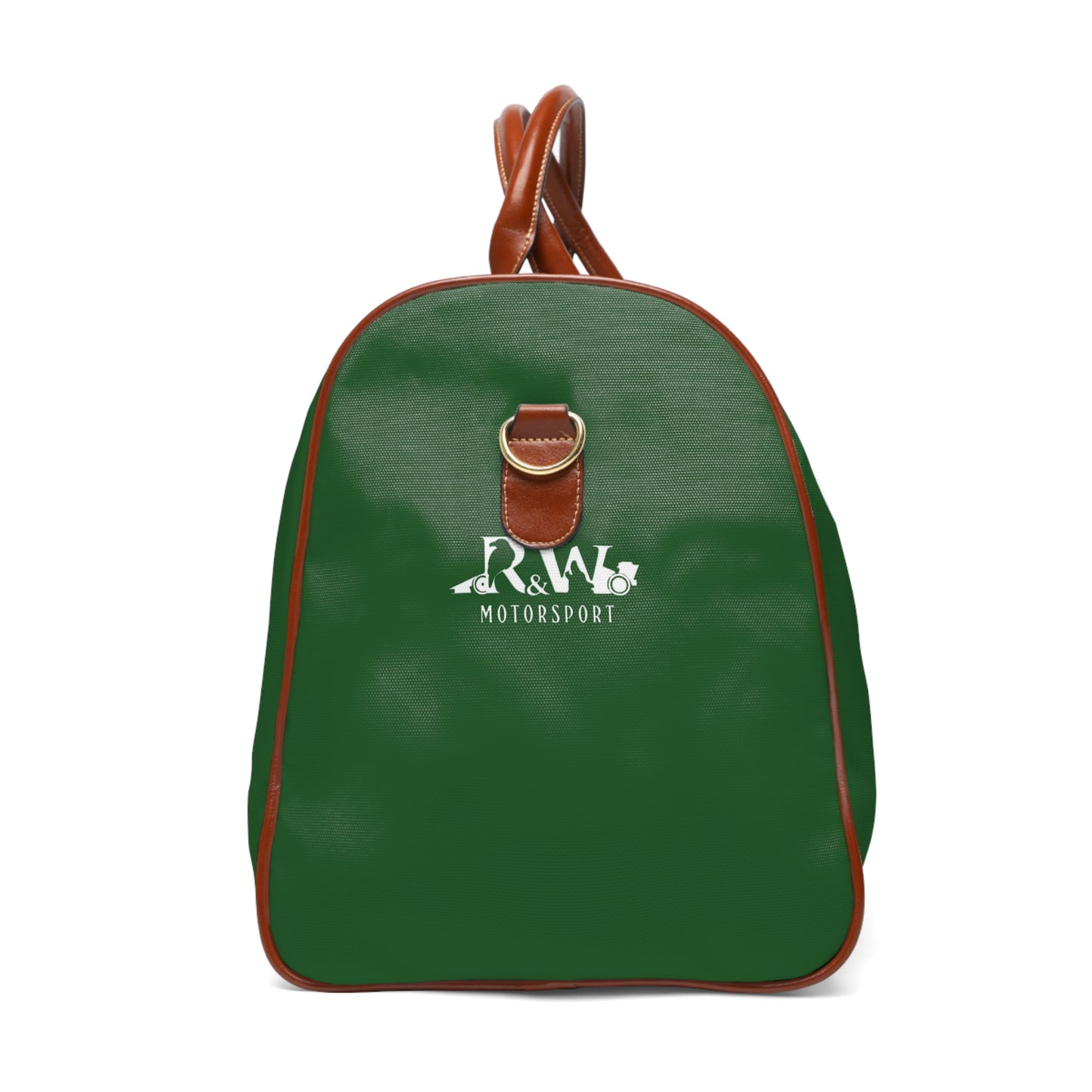 R&W Motorsport Waterproof Travel Duffle Bag – Verde Valiosa with Brown Trim
