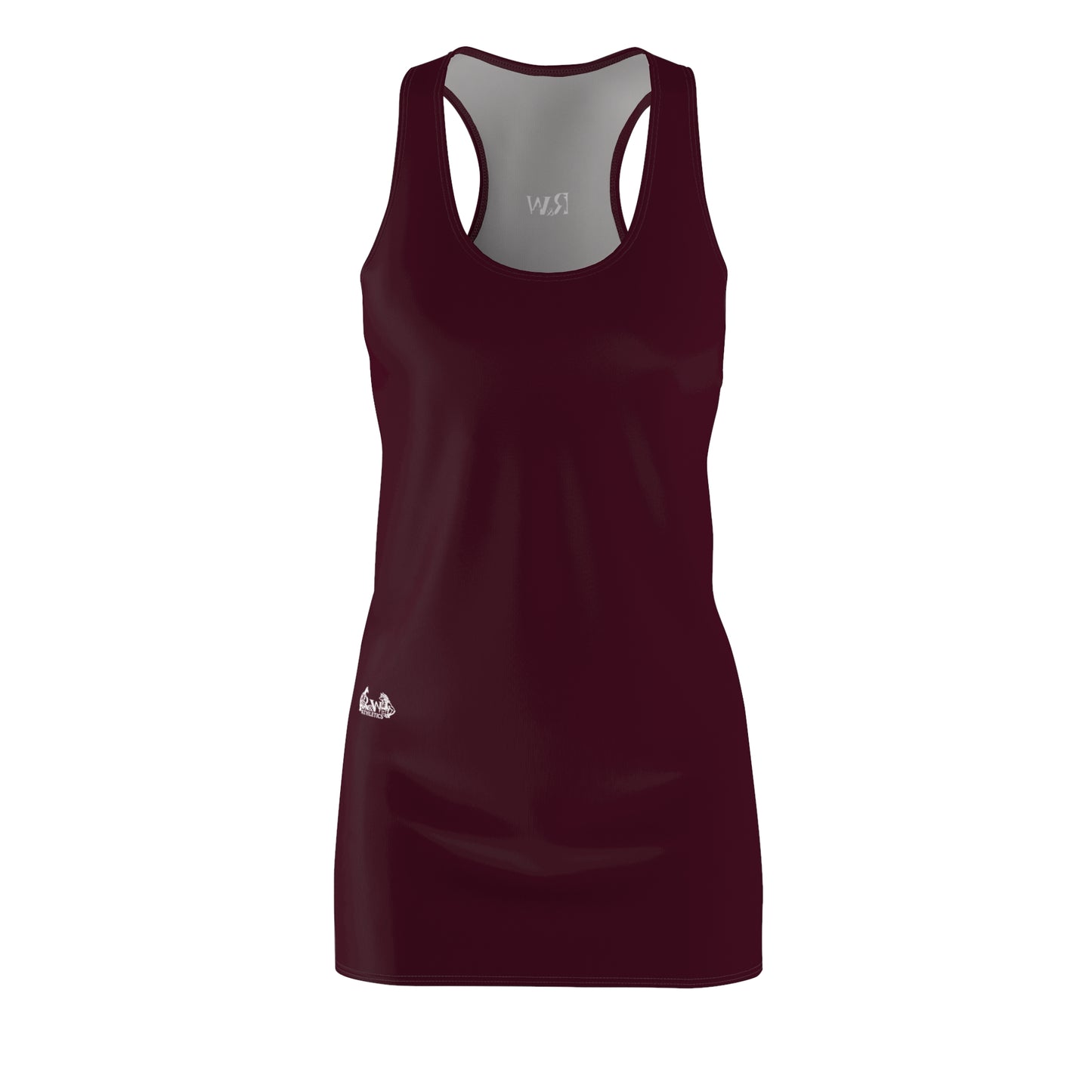R&W Women's Racerback Dress (Vino Viejo) — Minimalist Small Front & Back Logo Summer Dress