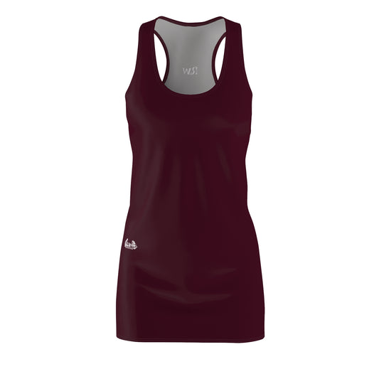 R&W Women's Racerback Dress (Vino Viejo) — Minimalist Small Front & Back Logo Summer Dress
