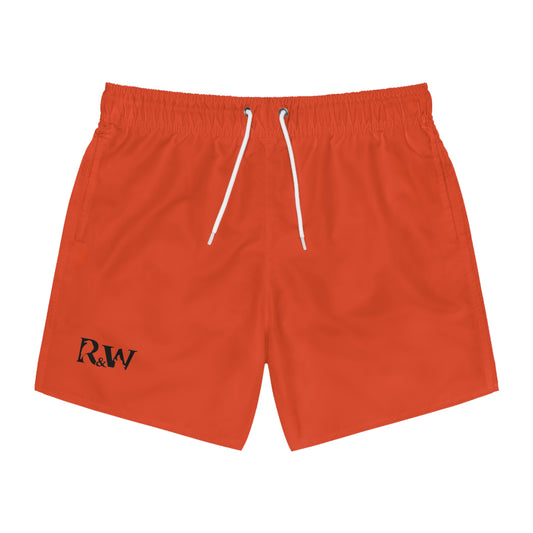 Mens Minimal Logo Swim Trunks — Rojo Rugiente